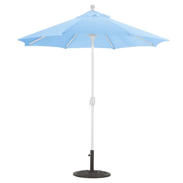 Galtech 7.5 Ft. Octagonal Aluminum Patio Market Umbrella W/ Crank Lift And Deluxe Auto Tilt - White Frame W/ Sunbrella Canvas Air Blue Canopy