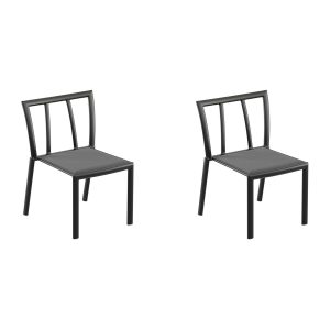 Markoe 2 Pc Aluminum Dining Side Chair in Carbon/Ninja By Oxford Garden