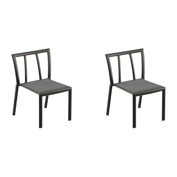 Markoe 2 Pc Aluminum Dining Side Chair in Carbon/Ninja By Oxford Garden