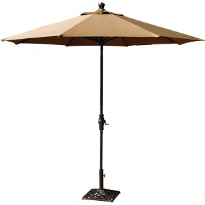 Darlee 9 Ft. Octagonal Bar Height Market Umbrella w/ Auto Tilt - Antique Bronze w/ Neutral Brown Canopy