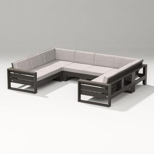 Latitude 6 Person Sectional Sofa in Vintage Coffee/Dune Burlap By PW Designer Series