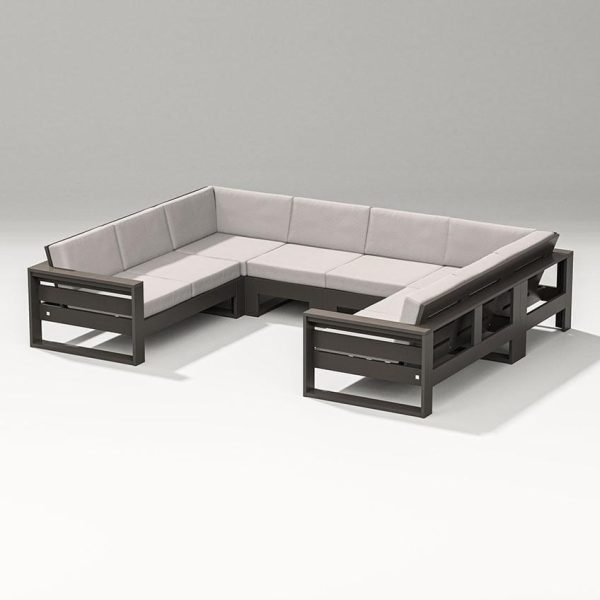Latitude 6 Person Sectional Sofa in Vintage Coffee/Dune Burlap By PW Designer Series