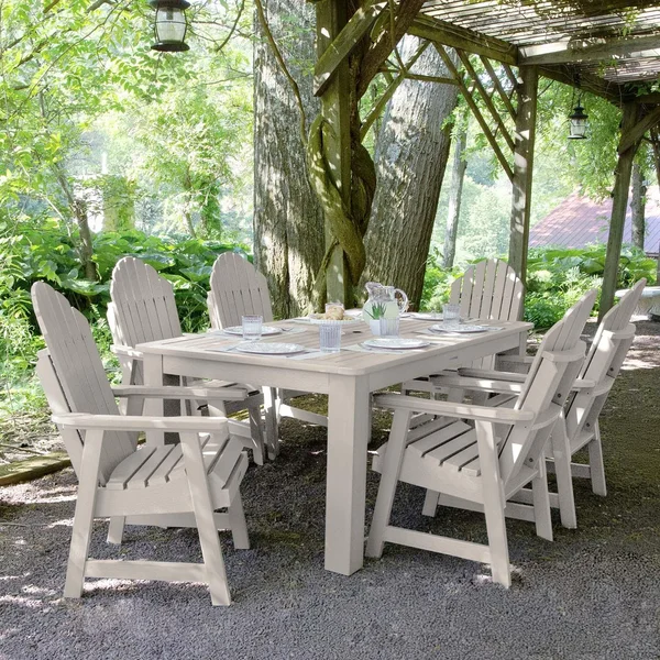 Dream Bay 7 Pc Recycled Plastic Rectangular Dining Set in Whitewash by Lakeview Outdoor Designs