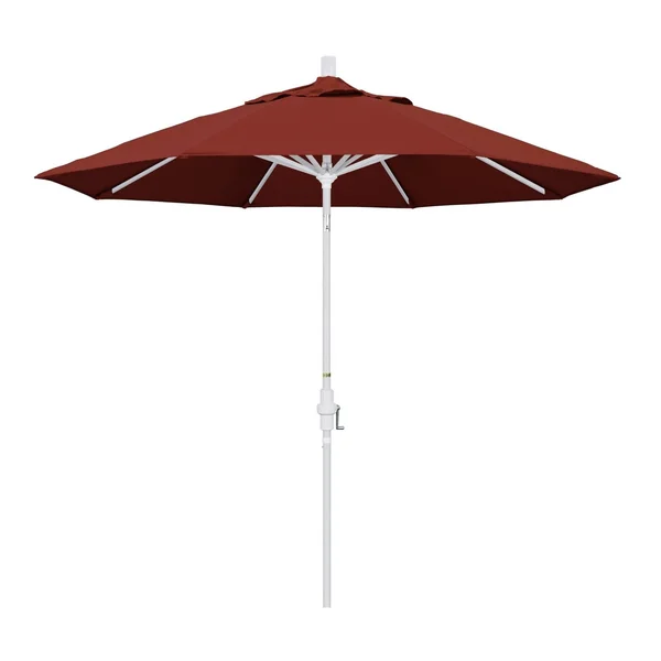 California Umbrella 9 Ft. Octagonal Aluminum Collar Tilt Patio Umbrella W/ Crank Lift & Aluminum Ribs - Matted White Frame / Sunbrella Canvas Henna Canopy