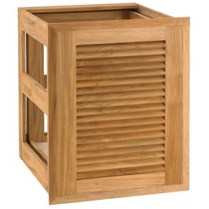 Pacific Teak Louvered 18-Inch Teak Wood Roll-Out Propane Tank / Double Trash Bin Drawer - POHDL-18L + LPB-2