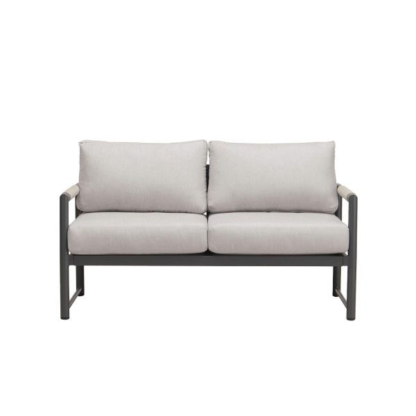 Avenue Bay 2 Person Aluminum Loveseat in Slate/Cast Silver by Lakeview Outdoor Designs