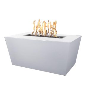 Mesa 72 Inch Rectangular Powder Coated Steel Natural Gas Fire Pit w/ Glow Plug in White by The Outdoor Plus