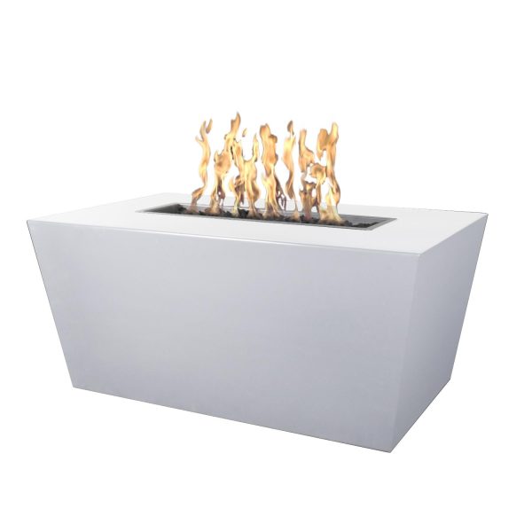 Mesa 60 Inch Rectangular Powder Coated Steel Natural Gas Fire Pit w/ Glow Plug in White by The Outdoor Plus
