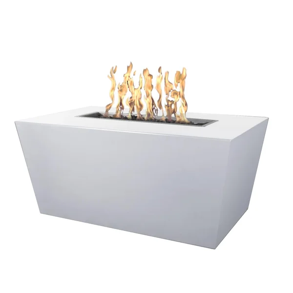 Mesa 72 Inch Rectangular Powder Coated Steel Natural Gas Fire Pit in White by The Outdoor Plus
