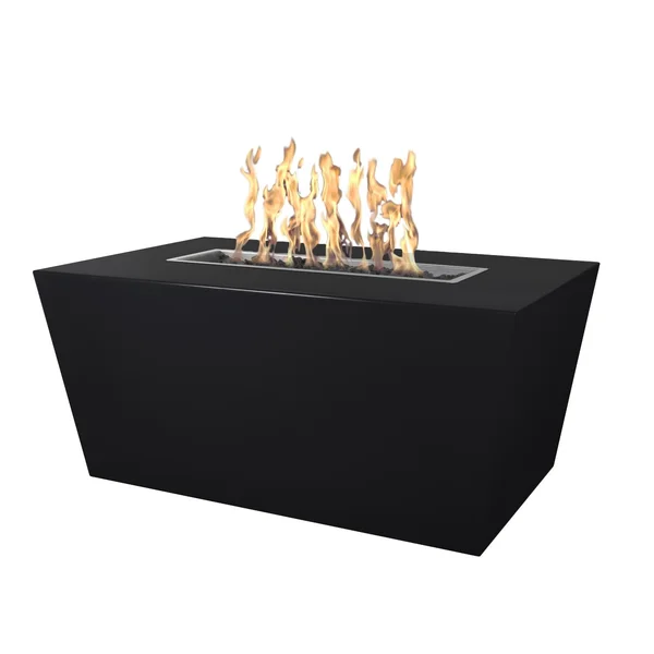 Mesa 48 Inch Rectangular Powder Coated Steel Propane Fire Pit in Black by The Outdoor Plus