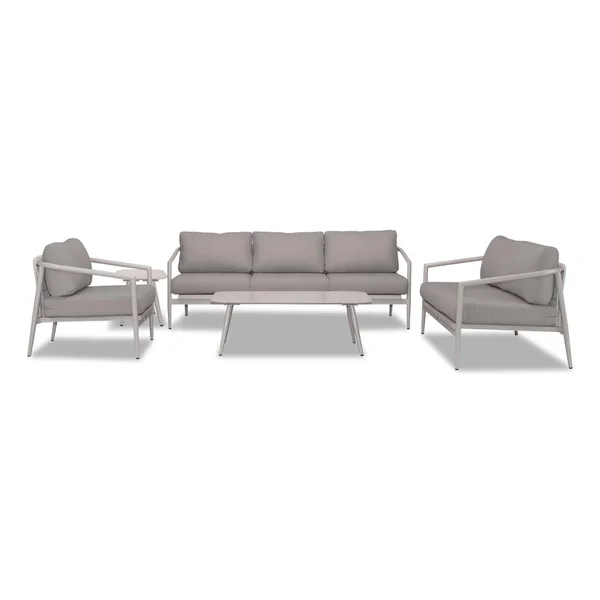 Midnight Cove 5 Pc Aluminum Seating Set w/ Sofa in Urban Stone/Canvas Charcoal by Lakeview Outdoor Designs