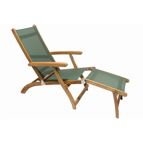 Steamer Teak Chaise Lounge in Moss by Royal Teak Collection