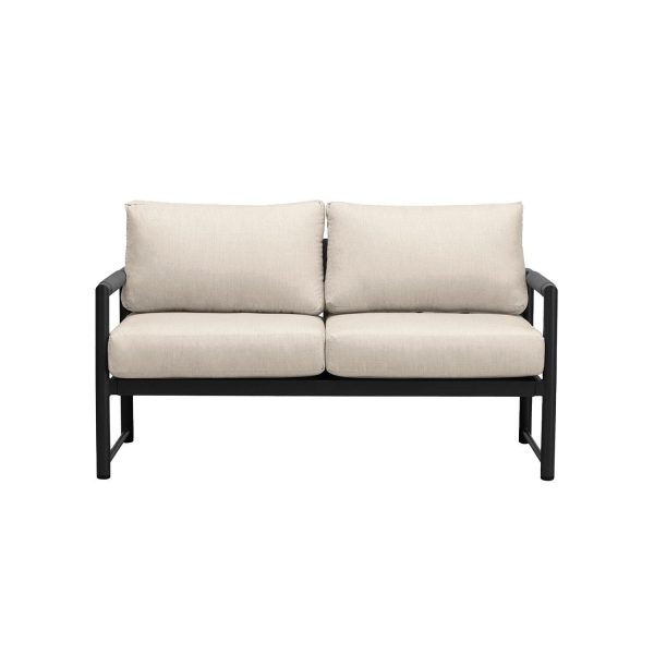 Avenue Bay 2 Person Aluminum Loveseat in Black/Canvas Flax by Lakeview Outdoor Designs