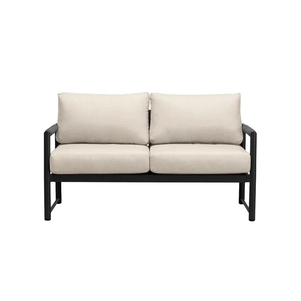 Avenue Bay 2 Person Aluminum Loveseat in Black/Canvas Flax by Lakeview Outdoor Designs