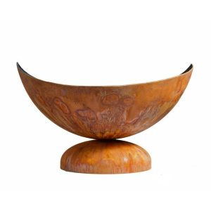 Lunar 37 Inch Round Steel Wood-Burning Fire Bowl in Steel by Ohio Flame