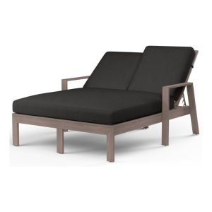 Laguna Aluminum Double Chaise Lounge in Driftwood/Spectrum Carbon by Sunset West