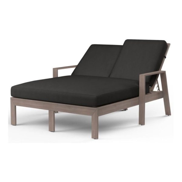 Laguna Aluminum Double Chaise Lounge in Driftwood/Spectrum Carbon by Sunset West