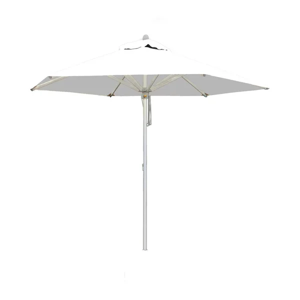 Bambrella 9 Ft. Hexagonal Aluminum Santa Ana Market Umbrella Set w/ Deck Plate Surface Mount in Ice White