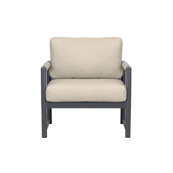 Avenue Bay Aluminum Club Chair in Slate/Canvas Flax by Lakeview Outdoor Designs