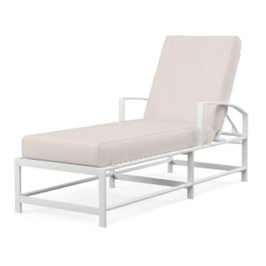 Bristol Aluminum Chaise Lounge in Satin White/Canvas Natural by Sunset West