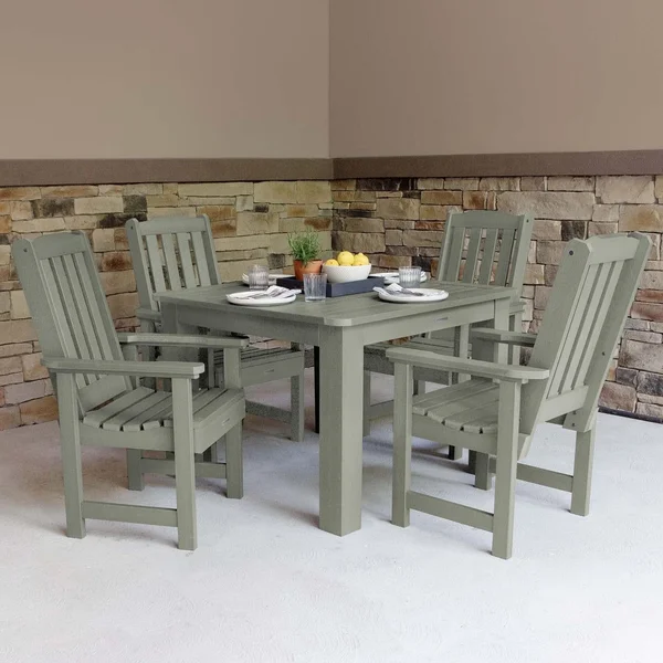 Hart Lane 5 Pc Recycled Plastic Square Dining Set in Eucalyptus by Lakeview Outdoor Designs