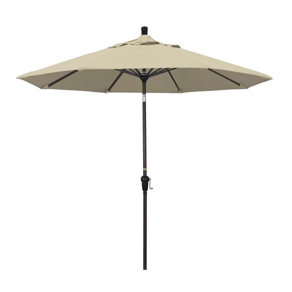 California Umbrella 9 Ft. Octagonal Aluminum Auto Tilt Patio Umbrella W/ Crank Lift & Aluminum Ribs - Bronze Frame / Sunbrella Canvas Antique Beige Canopy