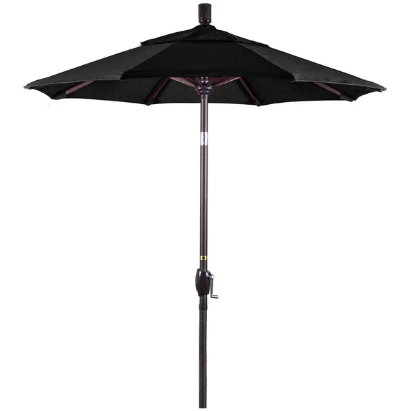 California Umbrella 6 Ft. Octagonal Aluminum Push Button Tilt Patio Umbrella W/ Crank Lift & Aluminum Ribs - Bronze Frame / Sunbrella Canvas Black Canopy