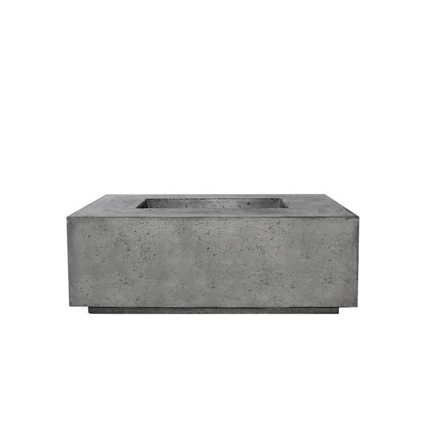 Cedarlake 58 Inch Rectangular GFRC Propane Fire Pit Table in Pewter by Lakeview Outdoor Designs