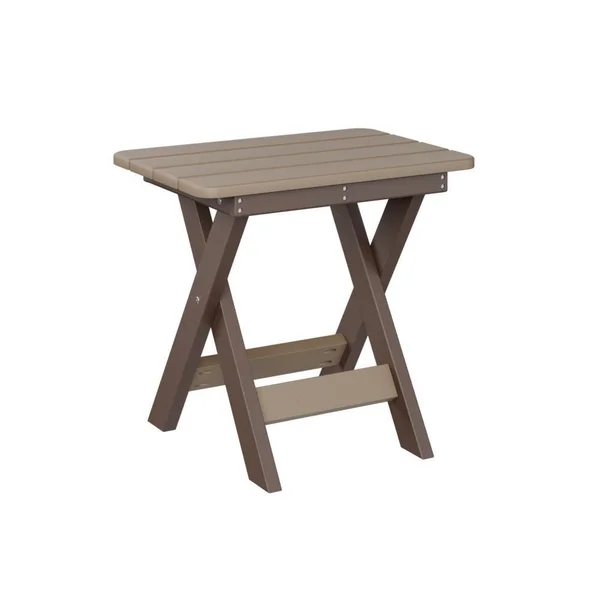 Recycled Plastic Folding End Table in Weatherwood/Chocolate Brown by Berlin Gardens
