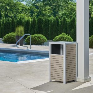 Travira Vintage Tekwood Trash Receptacle By Oxford Garden