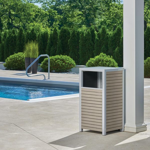 Travira Vintage Tekwood Trash Receptacle By Oxford Garden