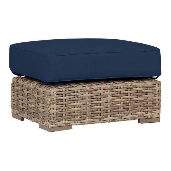 Havana Wicker Ottoman in Tobacco/Spectrum Indigo by Sunset West