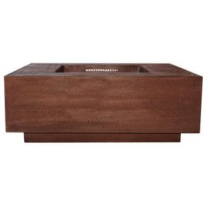 Cascata Bay 3 48 Inch Rectangular GFRC Propane Fire Pit Table in Cafe by Lakeview Outdoor Designs