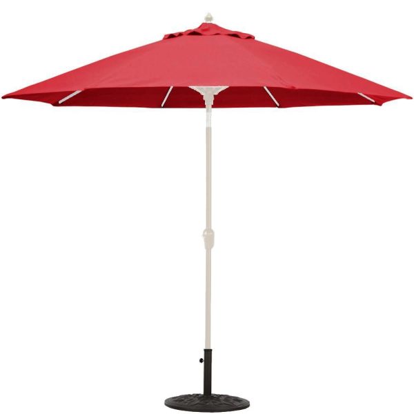 Galtech 9 Ft. Octagonal Aluminum Patio Market Umbrella W/ Crank Lift And Auto Tilt - White Frame W/ Sunbrella Canvas Jockey Red Canopy