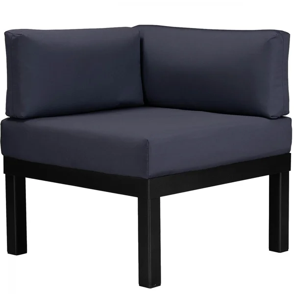 Ashbee Aluminum Sectional Corner Club Chair in Textured Black/Indigo by Telescope Casual