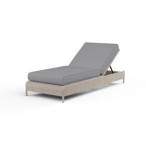 Manhattan Wicker Patio Adjustable Chaise Lounge in Canvas Granite w/ Self Welt By Sunset West