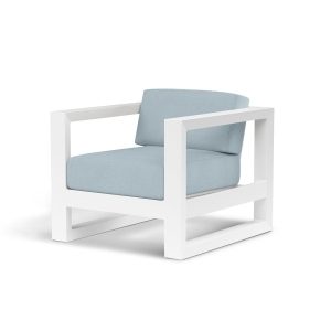 Newport Aluminum Patio Club Chair in Canvas Skyline w/ No Welt By Sunset West