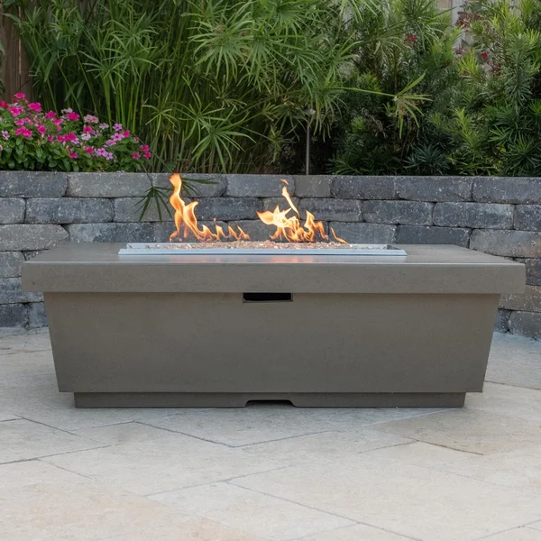 Contempo 52 Inch Rectangular GFRC Natural Gas Fire Pit Table in Smoke by American Fyre Designs