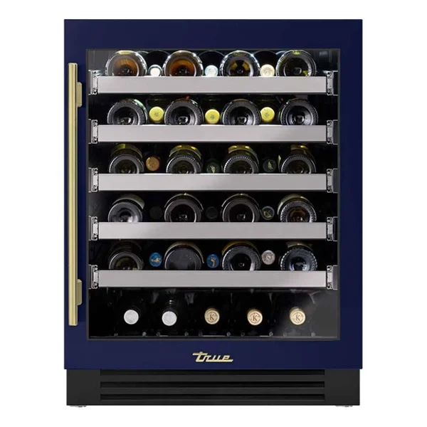 True ADA Height 24 Inch 40 Bottle Right Hinge Glass Door Outdoor Wine Cabinet - Cobalt w/ Brass Handle - TUWADA-24-RG-A~078-H01