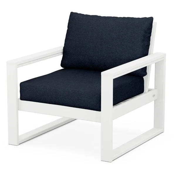 EDGE Recycled Plastic Club Chair in White/Marine Indigo by POLYWOOD
