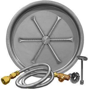 Firegear 19-Inch Round Burning Spur Natural Gas Fire Pit Burner Kit - Match Light Ignition