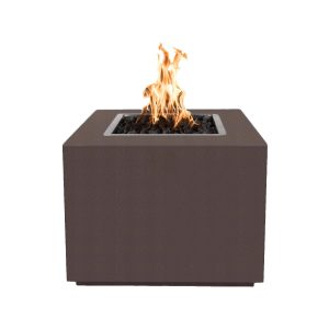 Forma 30 Inch Square Powder Coated Steel Propane Fire Pit in Copper by The Outdoor Plus