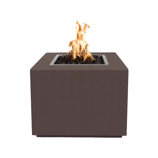 Forma 30 Inch Square Powder Coated Steel Natural Gas Fire Pit in Copper by The Outdoor Plus