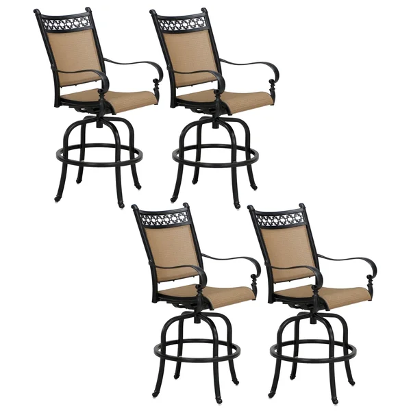 Mountain View Cast Aluminum 4 Pc Set Swivel Bar Stool Set in Antique Bronze/Irish Mix by Darlee