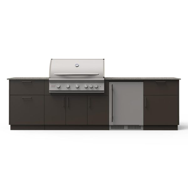 Blaze Morning Glow 10-Ft Outdoor Kitchen Island w/ 40-Inch LTE+ Propane Grill, Fridge in Architectural Bronze w/ Keon Countertop