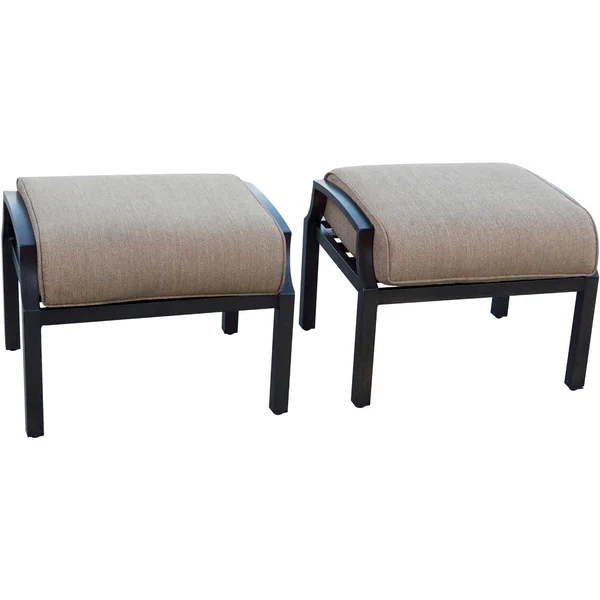 Brooklyn Aluminum 2 Piece Ottoman Set in Multi Brown/Sesame by Darlee