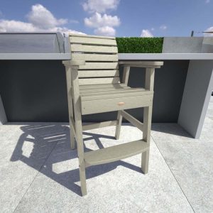 Elm Pointe Recycled Plastic Bar Stool in Whitewash by Lakeview Outdoor Designs