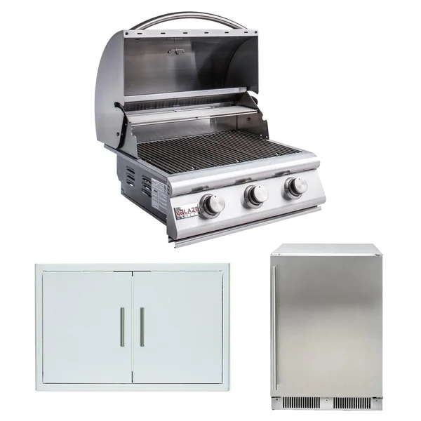 Blaze LBM 3-Piece 25-Inch Propane Outdoor Kitchen Package w/ Refrigerator