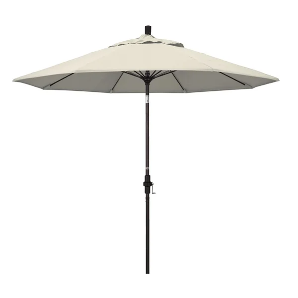 California Umbrella 9 Ft. Octagonal Aluminum Collar Tilt Patio Umbrella W/ Crank Lift & Fiberglass Ribs - Bronze Frame / Olefin Antique Beige Canopy