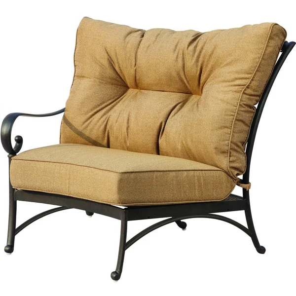 Santa Anita Cast Aluminum Left Arm Sectional Club Chair in Antique Bronze/Sesame Sunbrella by Darlee